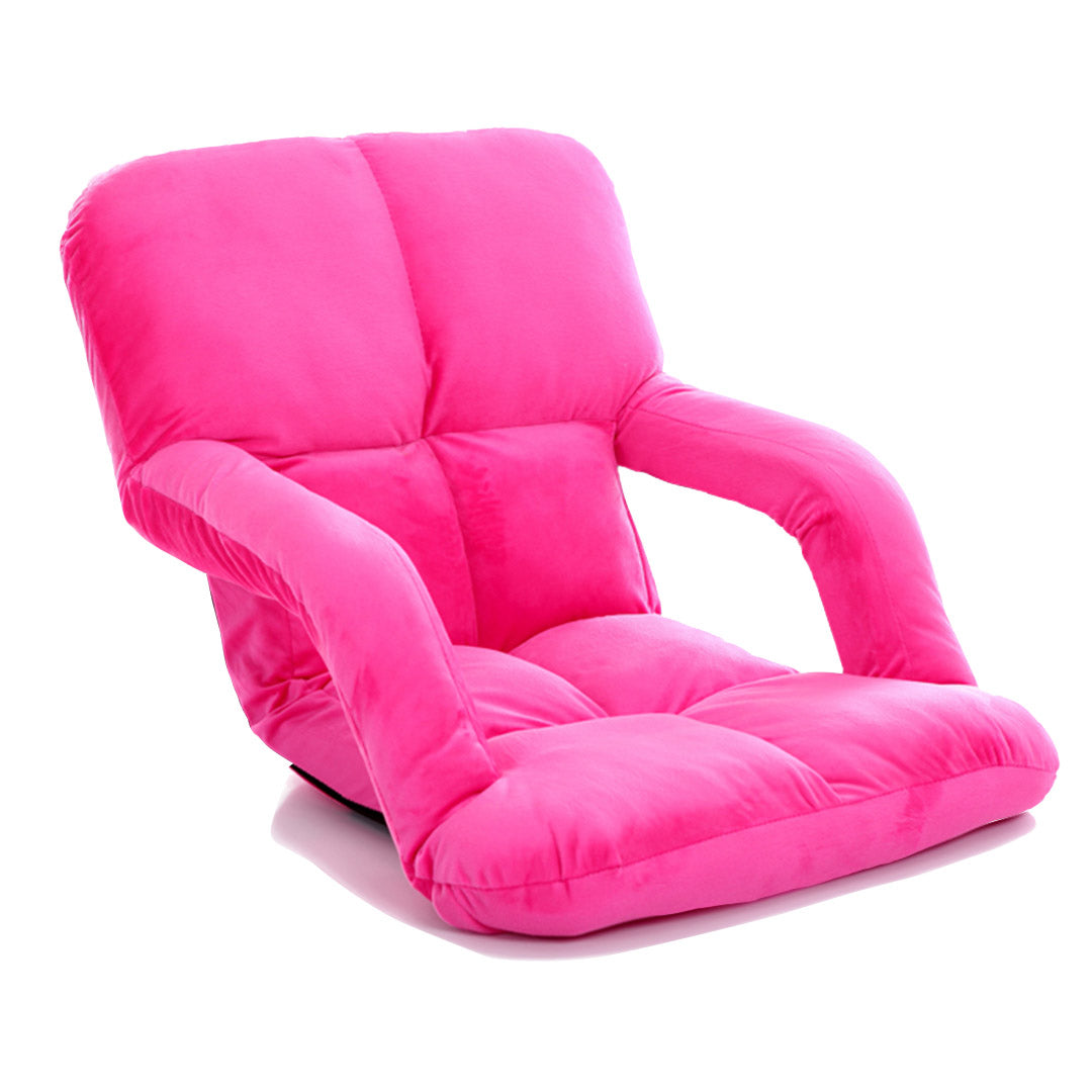 Foldable Floor Recliner Lazy Chair with Armrest Pink