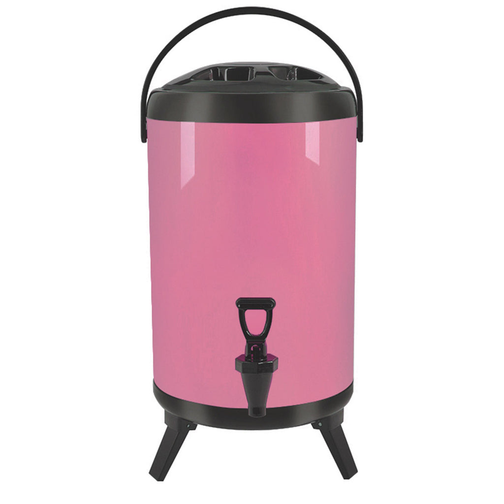 8L Stainless Steel Milk Tea Barrel with Faucet Pink