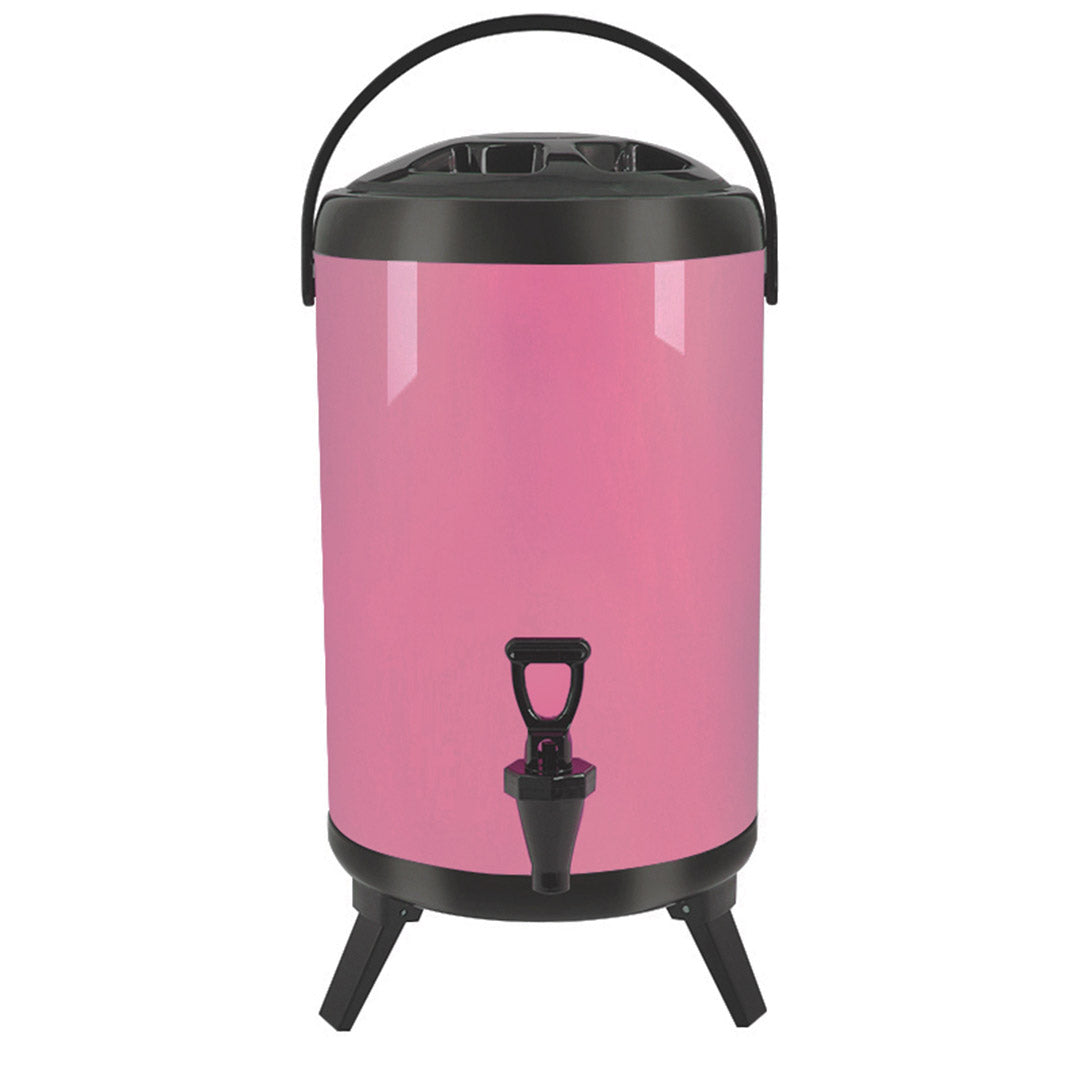8L Stainless Steel Milk Tea Barrel with Faucet Pink