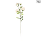 12 Heads Artificial Silk Rose Bouquet White
