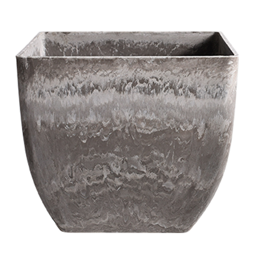 27cm Rock Grey Square Resin Planter