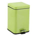 Foot Pedal Stainless Steel Trash Bin Square 12L Green