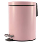 Foot Pedal Stainless Steel Trash Bin Round 7L Pink