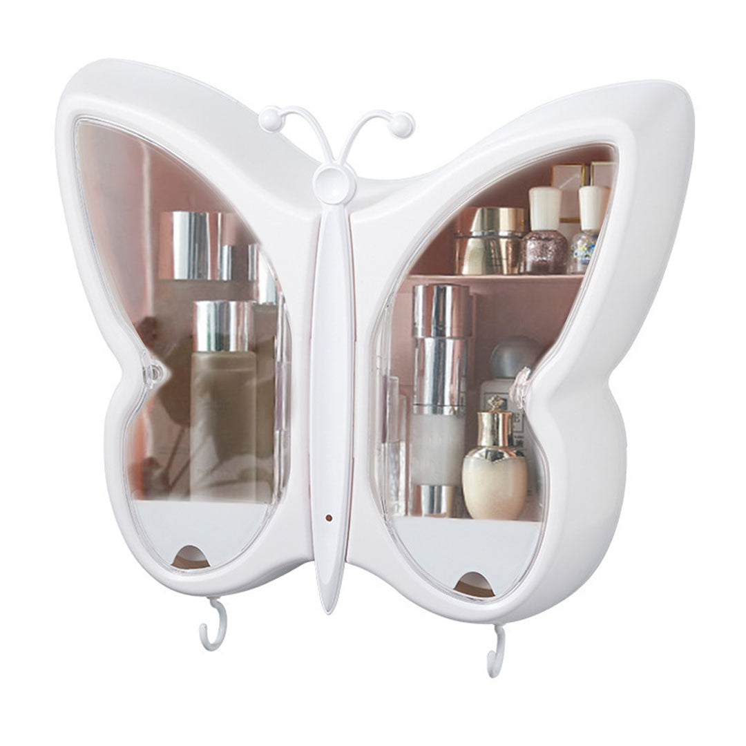 White Butterfly Shape Wall-Mounted Makeup Organiser