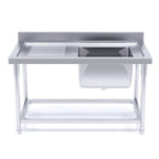 Commercial Stainless Steel Right Single Sink Work Bench 160*70*85