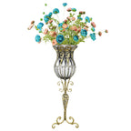 85cm Clear Glass Floor Vase with 12pcs Artificial Flower Set