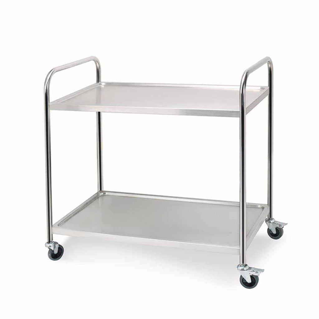 2 Tier Stainless Steel Utility Cart Round 81x46x85cm Small