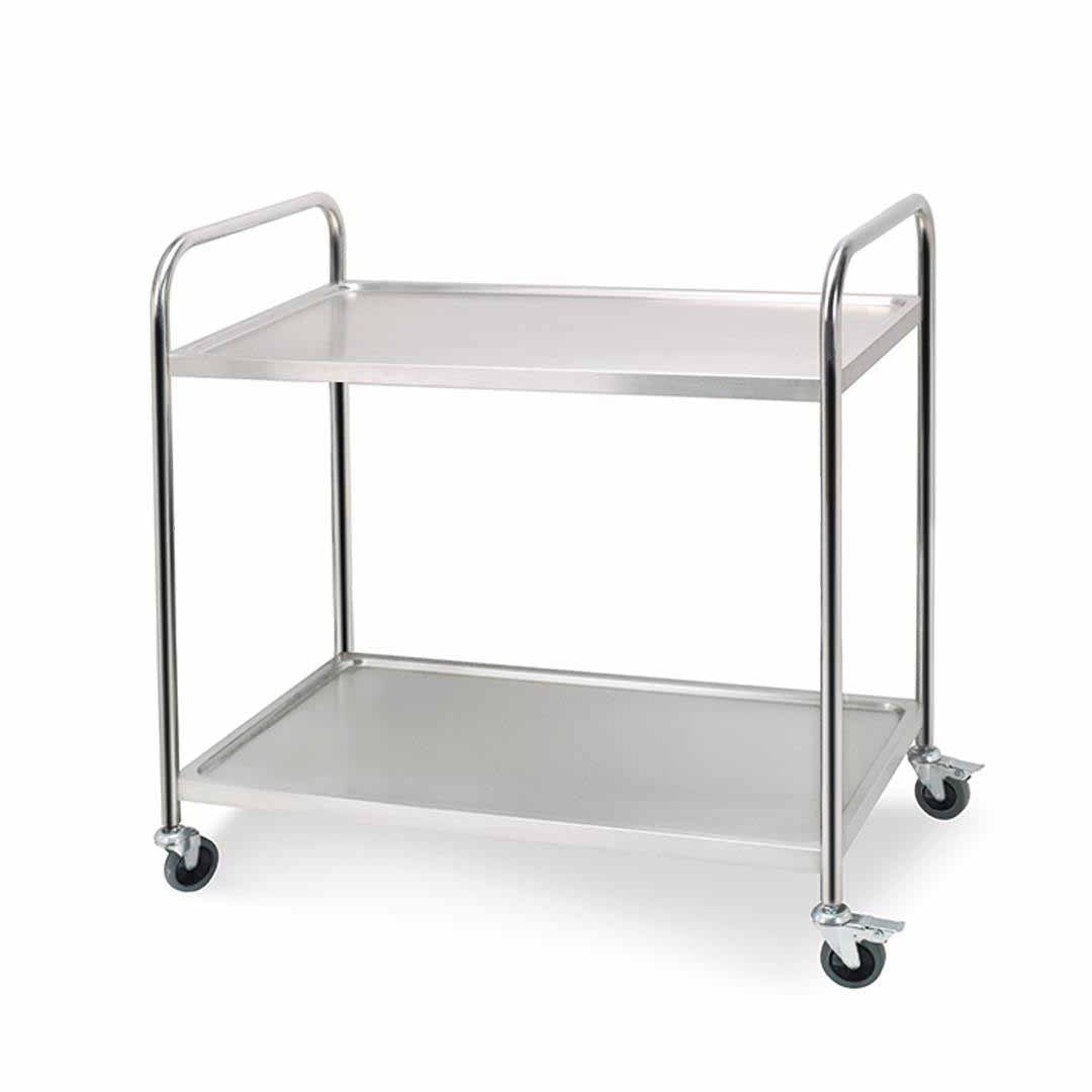2 Tier Stainless Steel Utility Cart Round 81x46x85cm Small