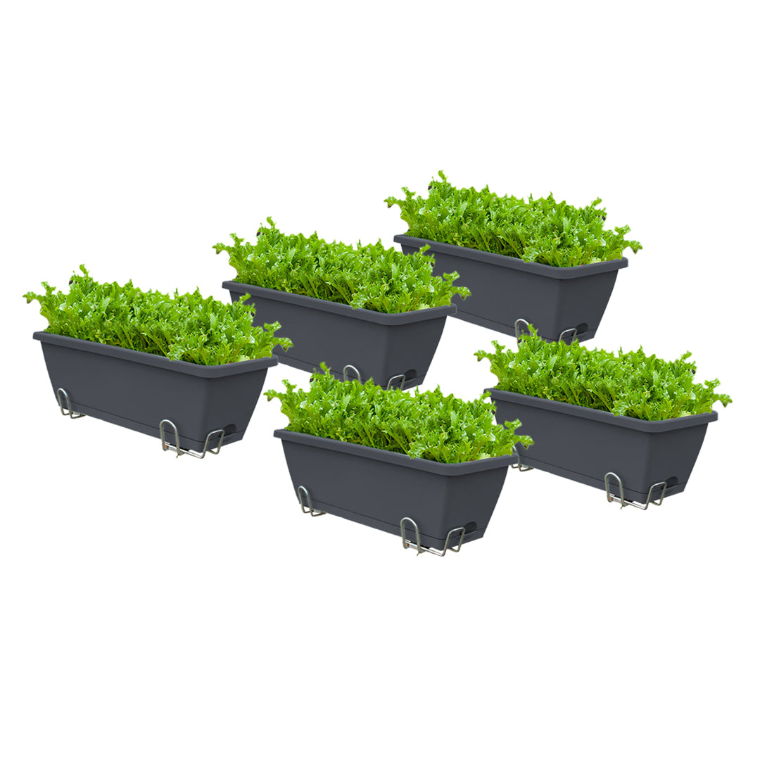 49.5cm Black Rectangular Vegetable Herb Flower Planter Box Set of 5