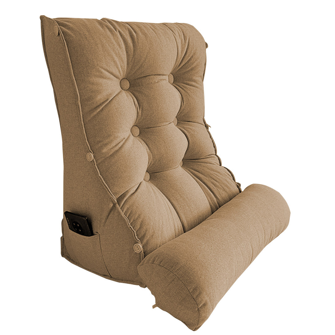 60cm Khaki Wedge Lumbar Pillow