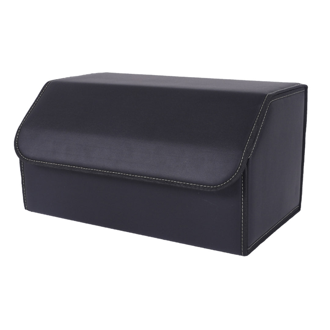 Leather Car Boot Foldable Trunk Cargo Organizer Box Black Large