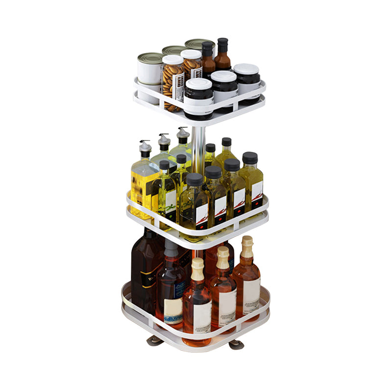 3 Tier White Square Multi-Function Kitchen Seasoning Organiser Shelf