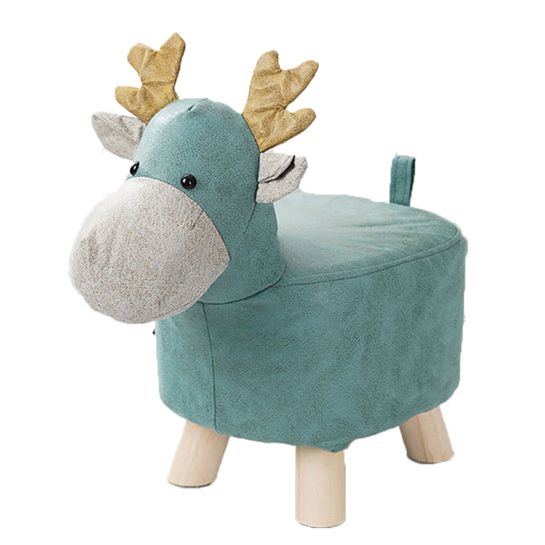 Green Kids Ottoman Stool Deer Character Bench Seat