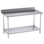 Commercial Kitchen Stainless Steel Bench Table with Back-splash 150*70*85cm