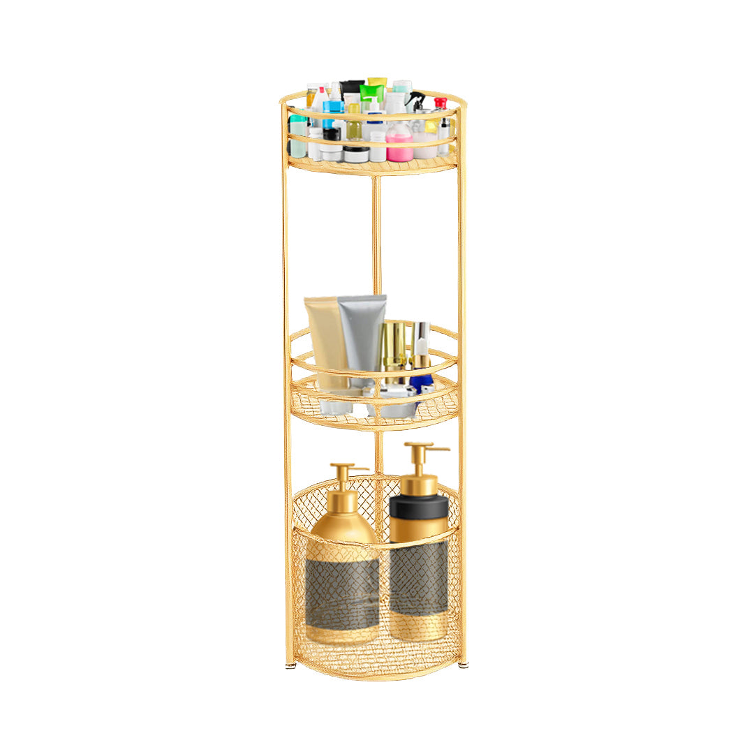 3 Tier Freestanding Storage Shelf Multifunctional Display Rack with Basket