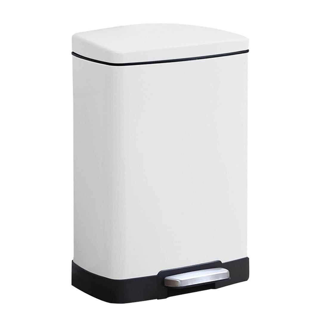 Rectangular 12L Stainless Steel Foot Pedal Recycling Bin for Garbage White