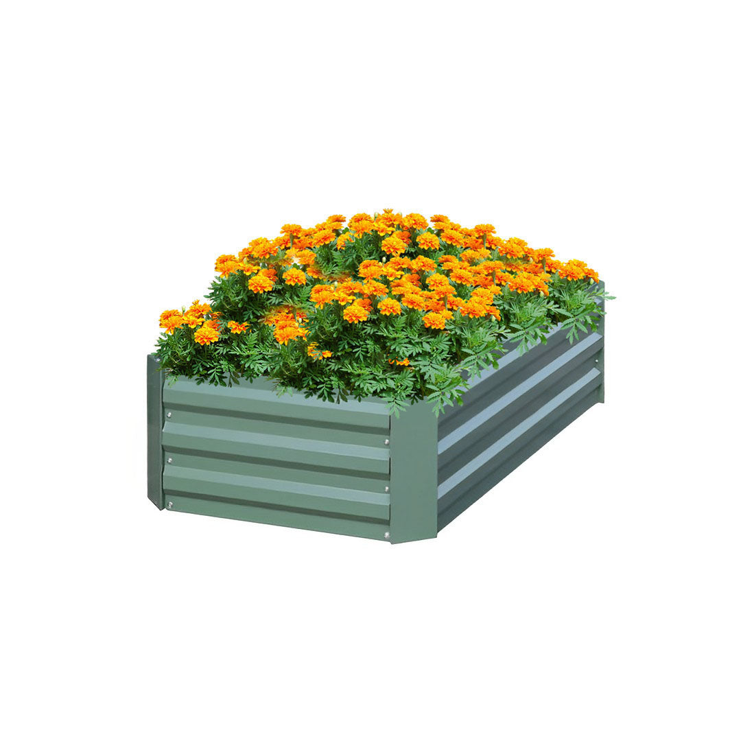120X60cm Rectangle Galvanized Raised Garden Bed Green