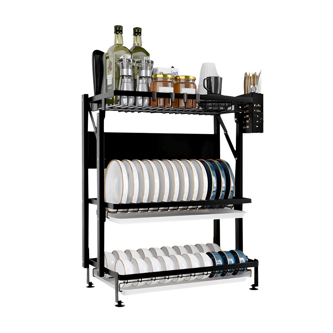 3 Tier Black Dish Drainer Kitchen Organiser