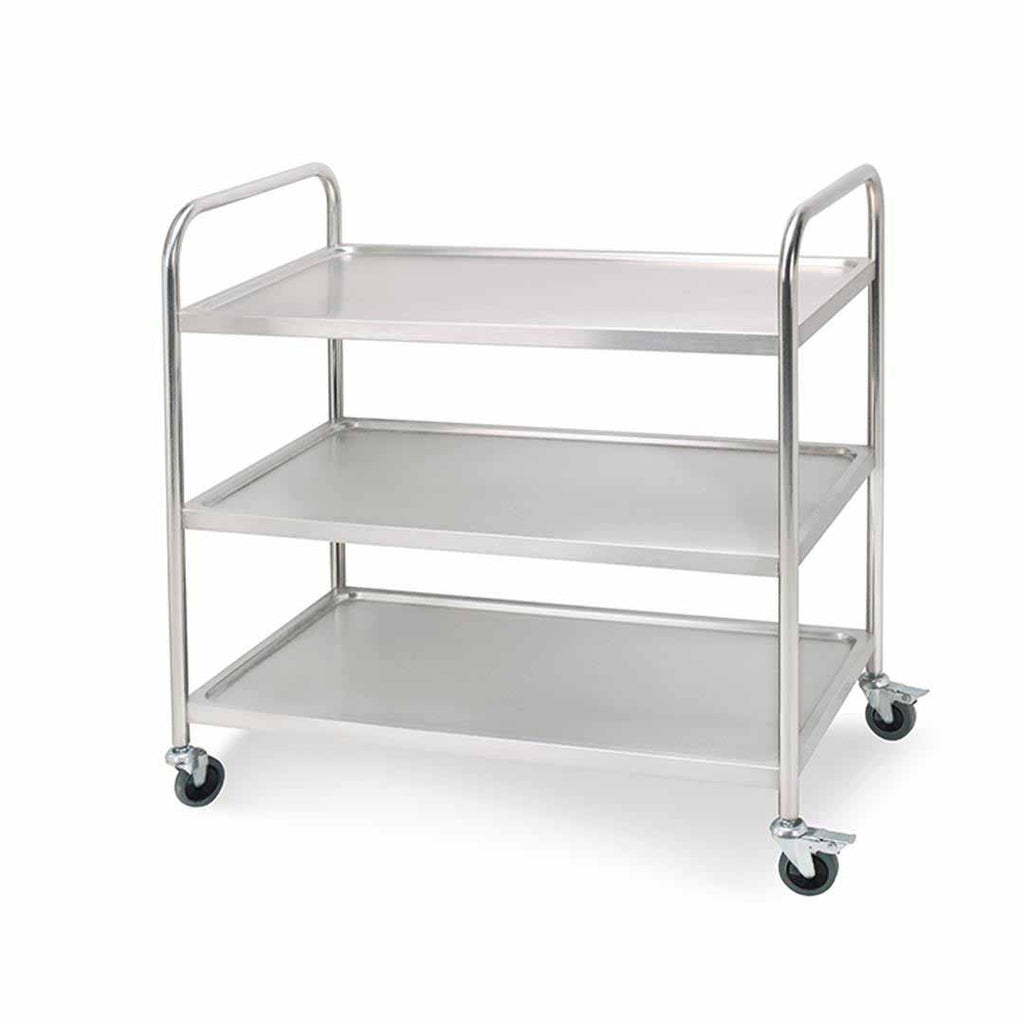 3 Tier Stainless Steel Utility Cart Round 81x46x85cm Small