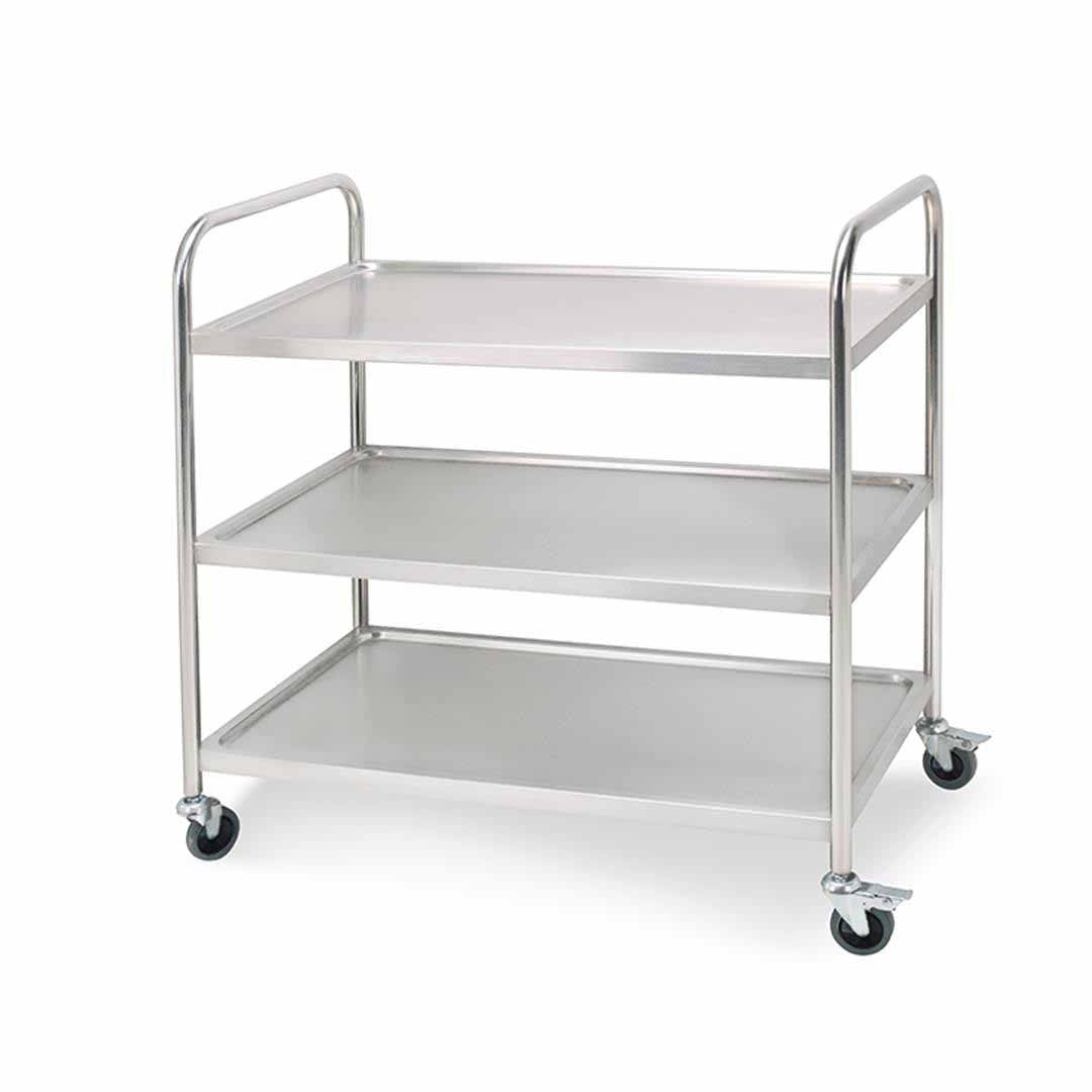 3 Tier Stainless Steel Utility Cart Round 81x46x85cm Small