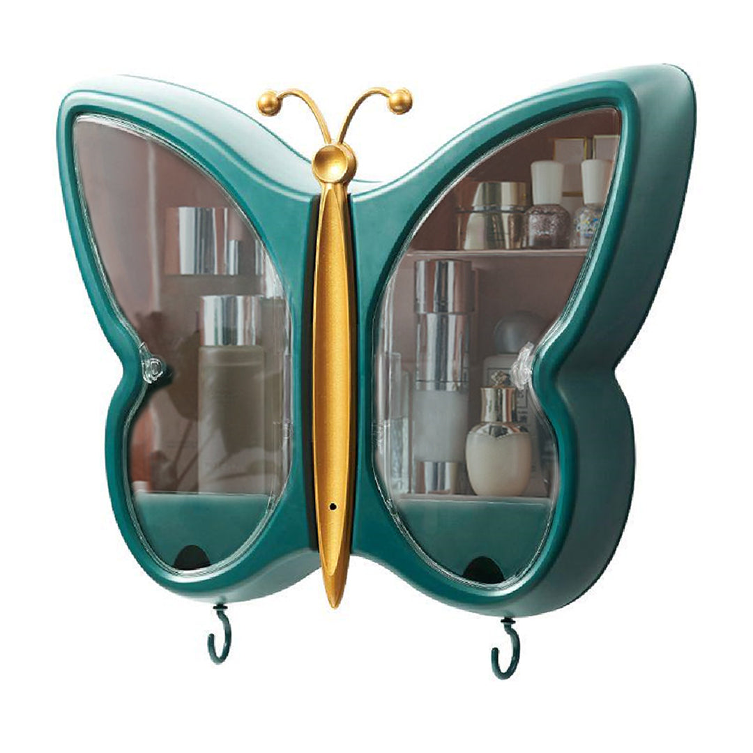 Green Butterfly Shape Wall-Mounted Makeup Organiser