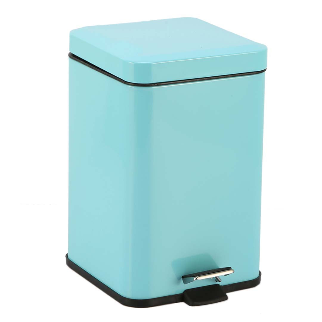 Foot Pedal Stainless Steel Trash Bin Square 6L Blue