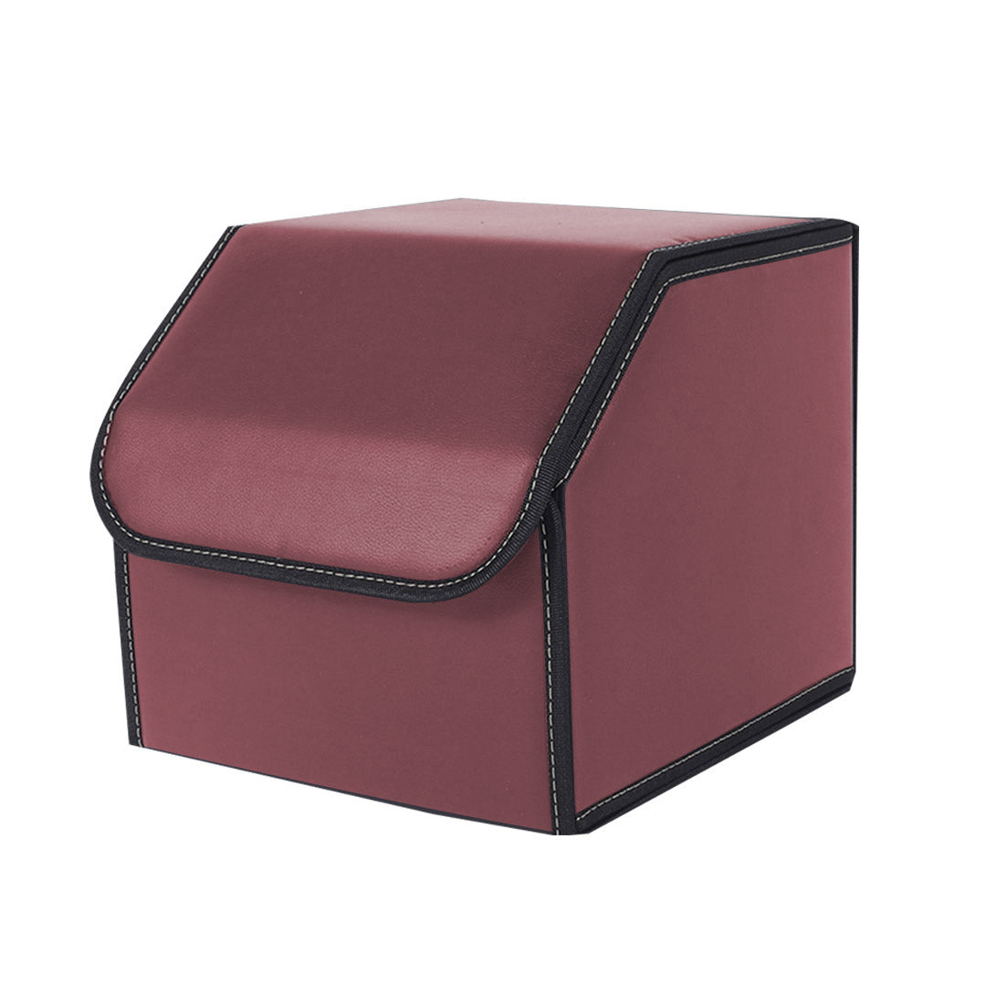 Leather Car Boot Foldable Trunk Cargo Organizer Box Red Small