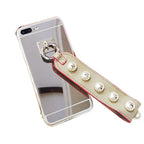 Luxury Fashionable Durable Mirror Back iPhone Case Pearl Strap