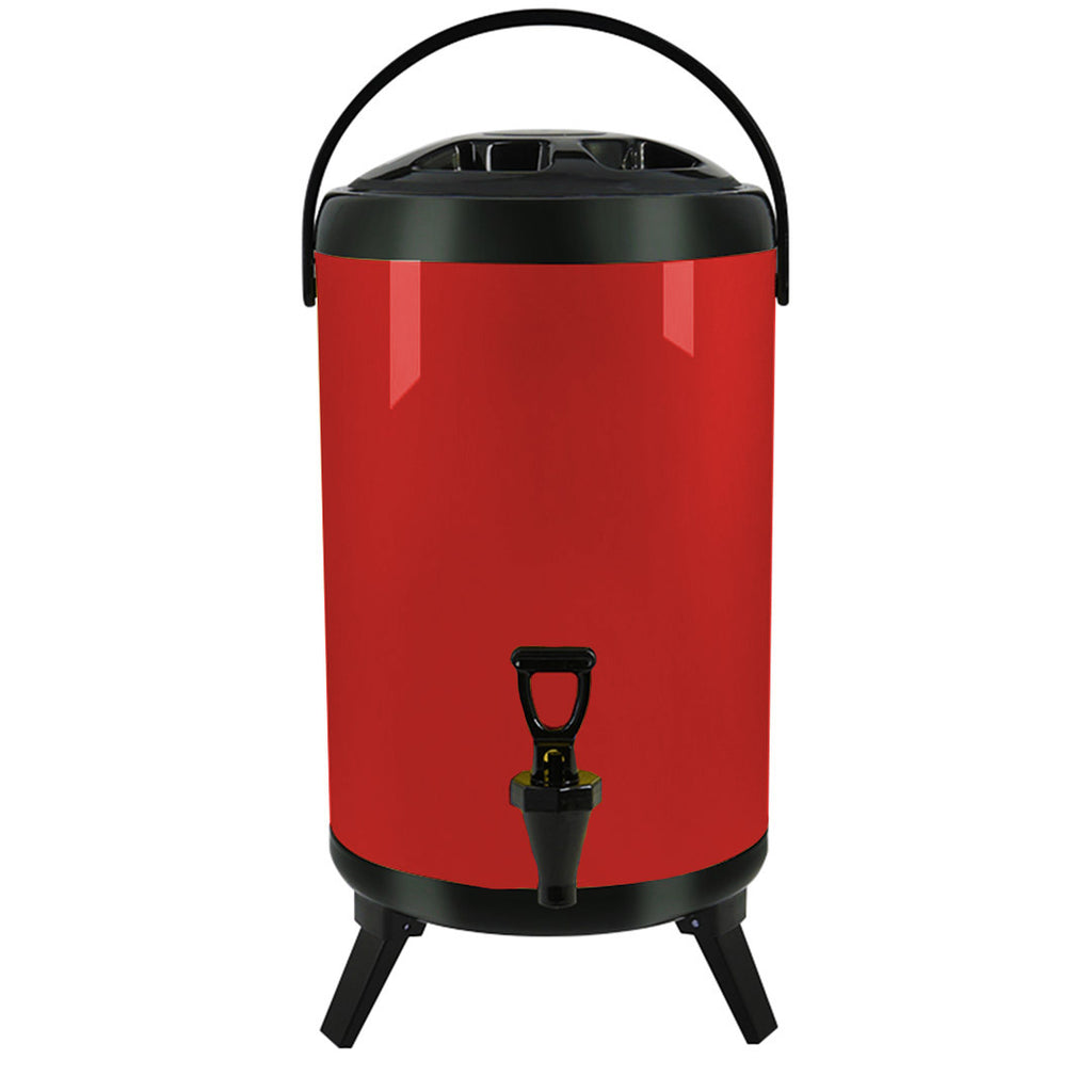10L Stainless Steel Milk Tea Barrel with Faucet Red