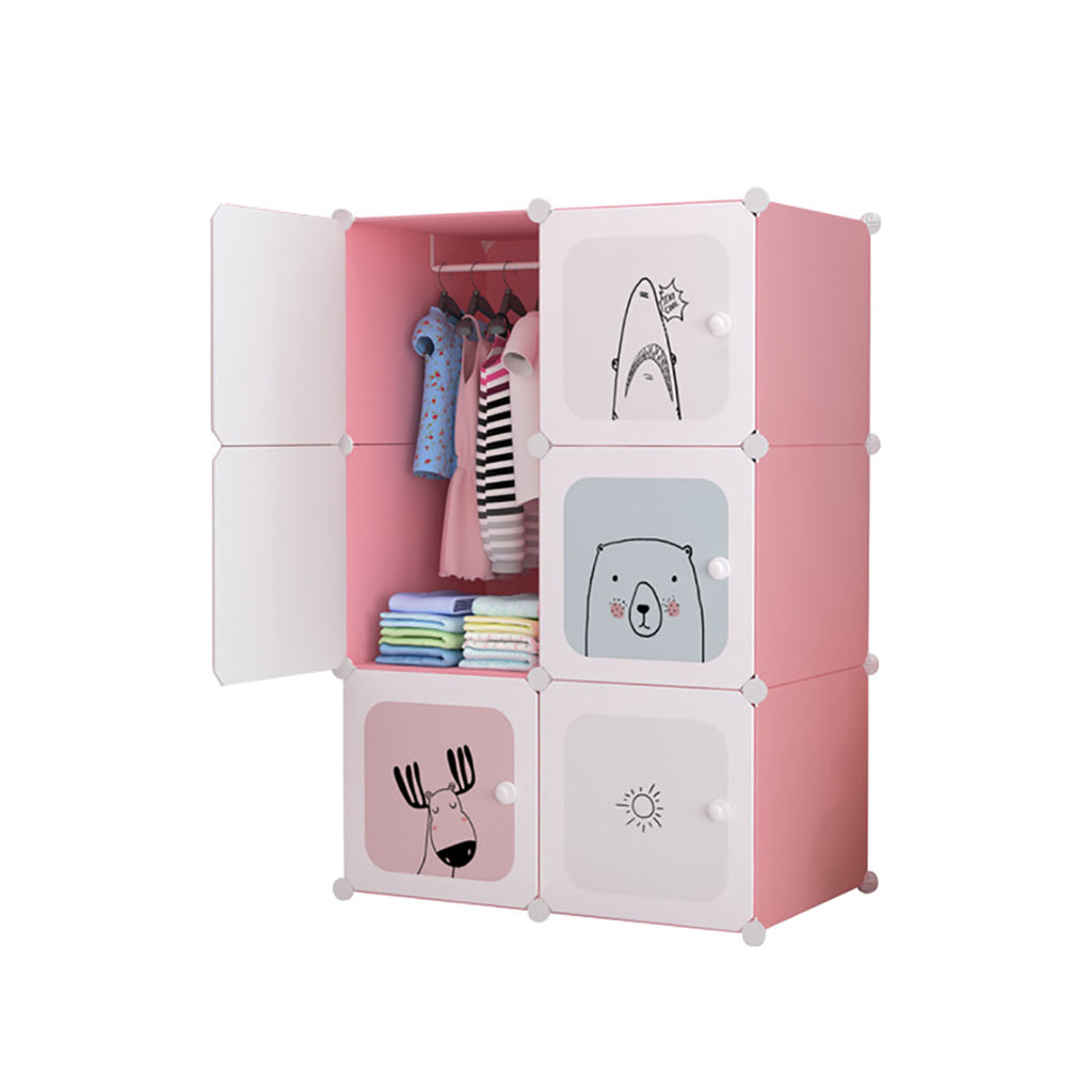 6 Cubes Pink Portable Wardrobe