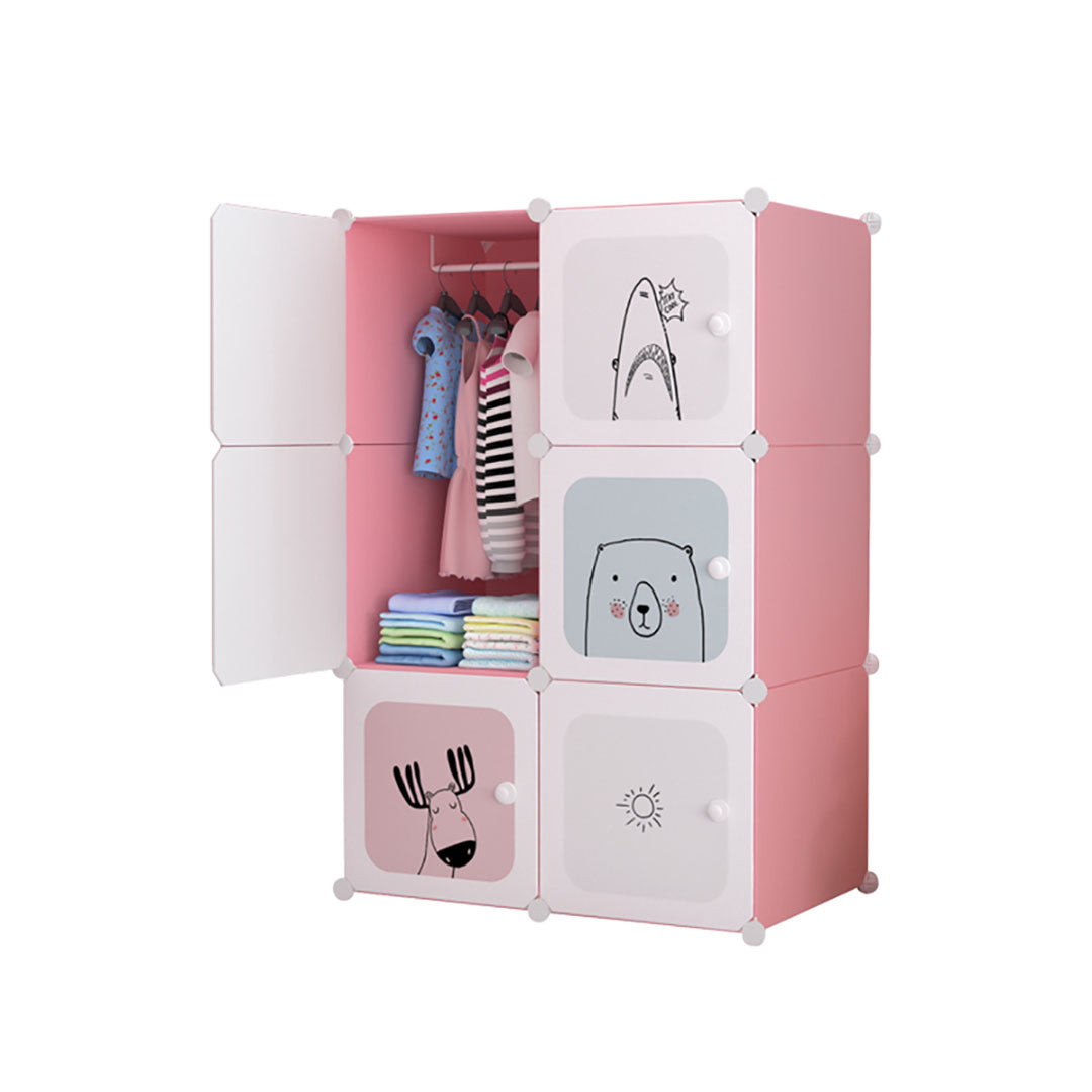 6 Cubes Pink Portable Wardrobe