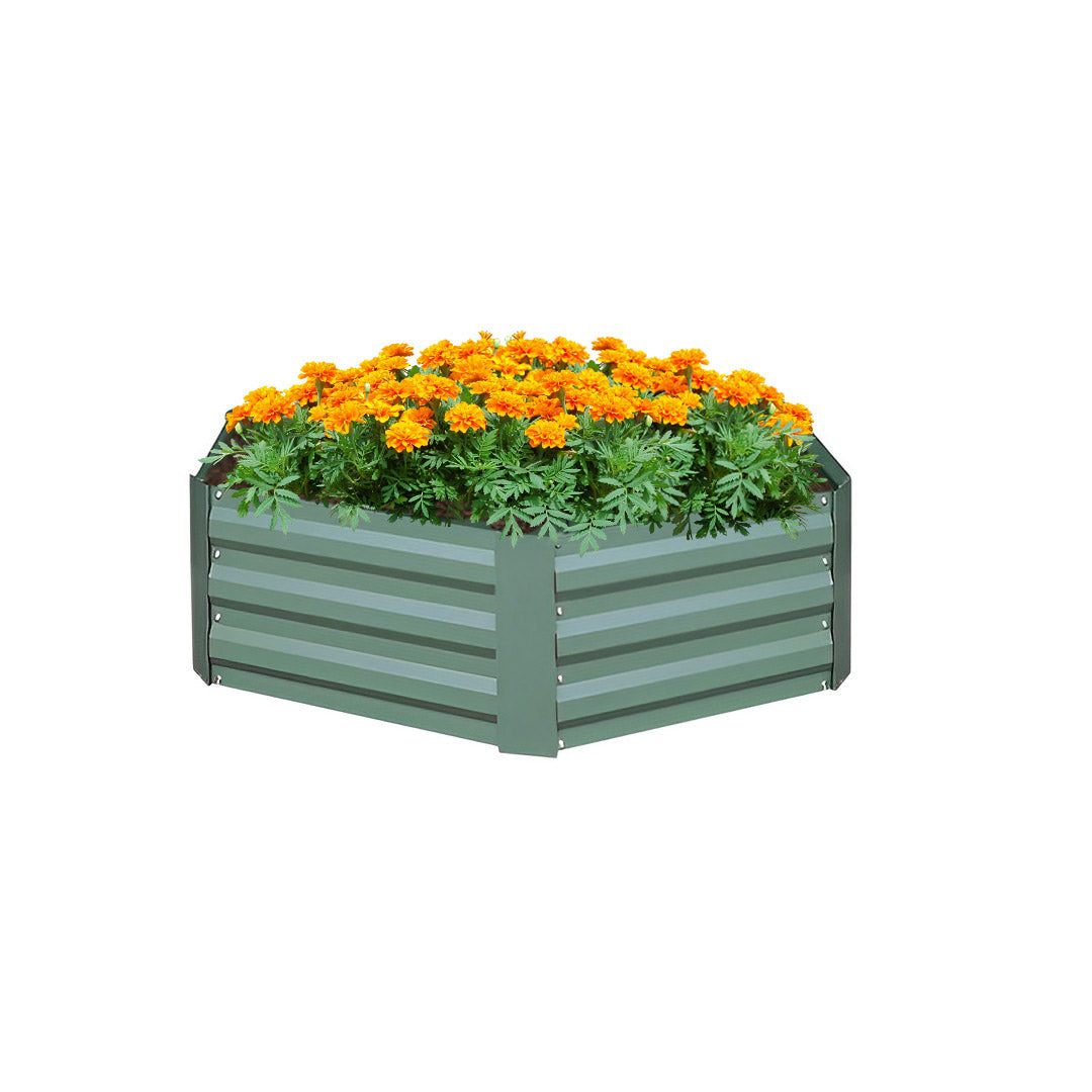 60cm Hexagon Shape Galvanized Raised Garden Bed Green