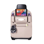 PVC Leather Car Back Seat Multi-Pocket Organizer and iPad Mini Holder White