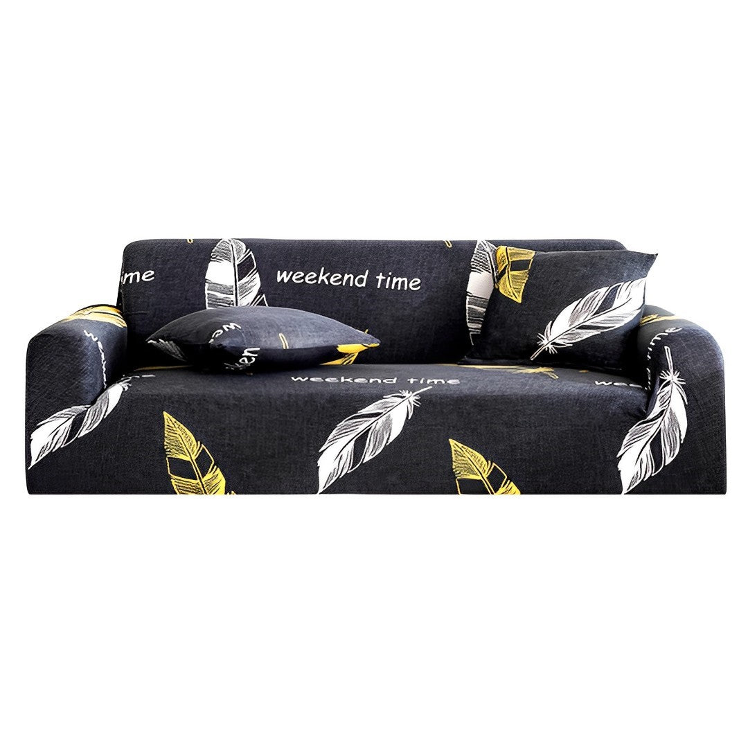 High Stretch 4-Seater Feather Print Sofa Slipcover
