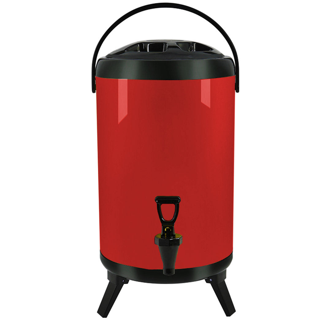 12L Stainless Steel Milk Tea Barrel with Faucet Red