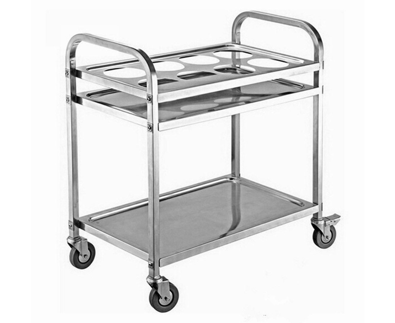 2 Tier Stainless Steel 8 Compartment Kitchen Trolley