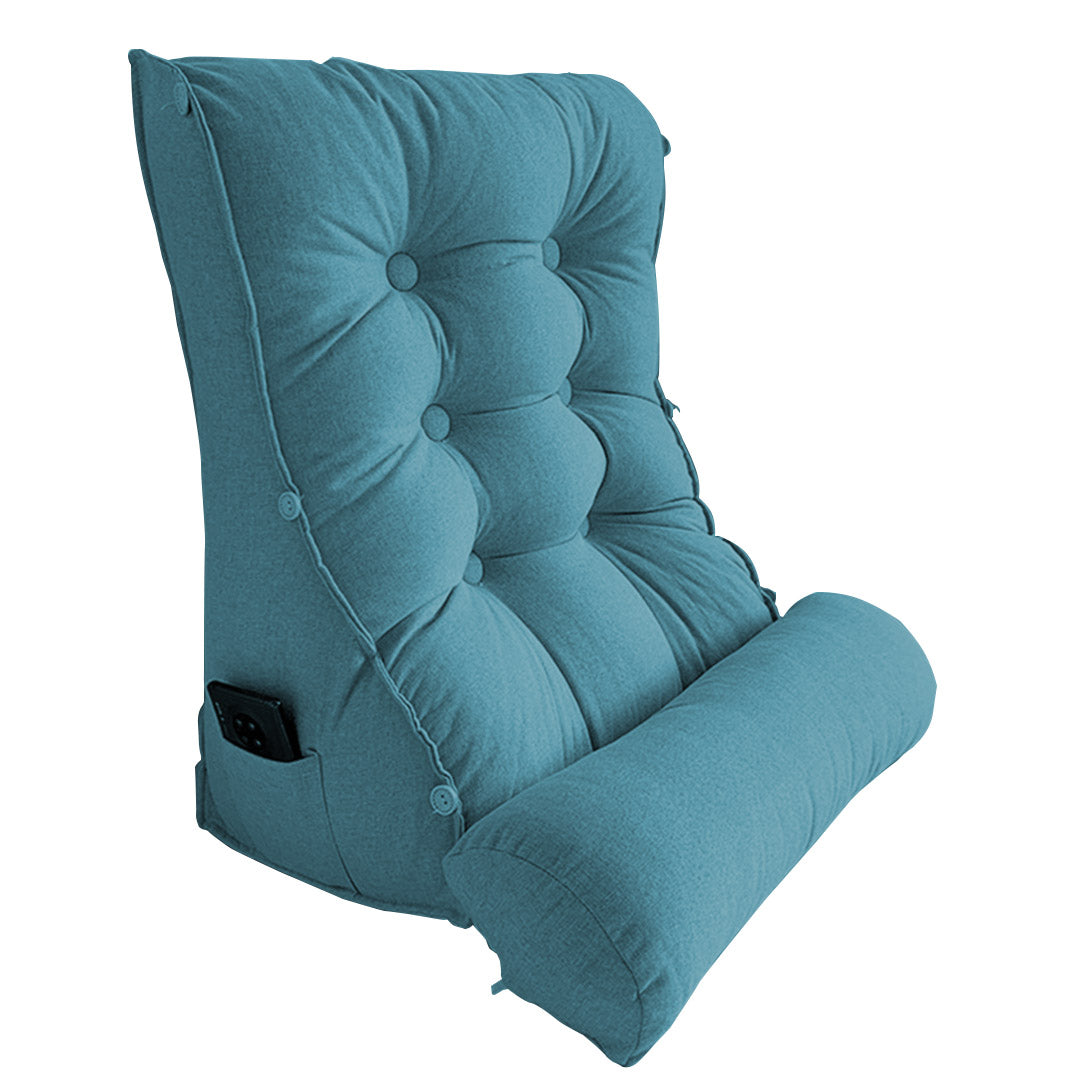 60cm Blue Wedge Lumbar Pillow