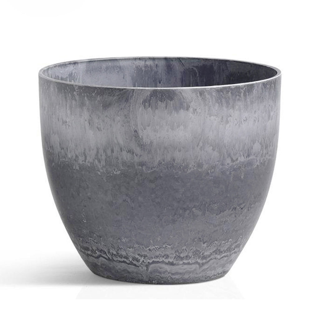 32cm Weathered Grey Round Resin Planter