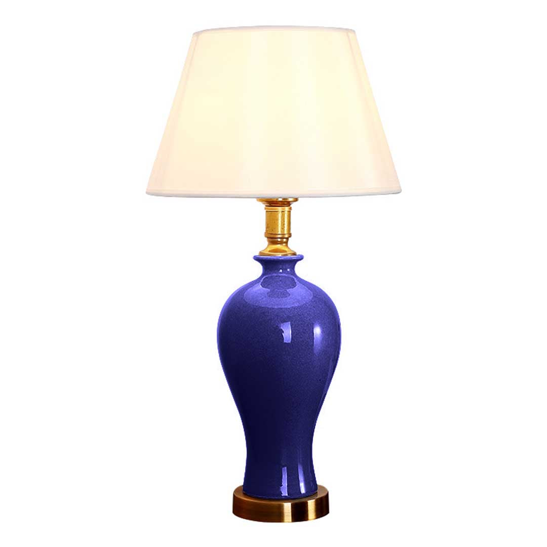 Ceramic Oval Table Lamp Dark Blue