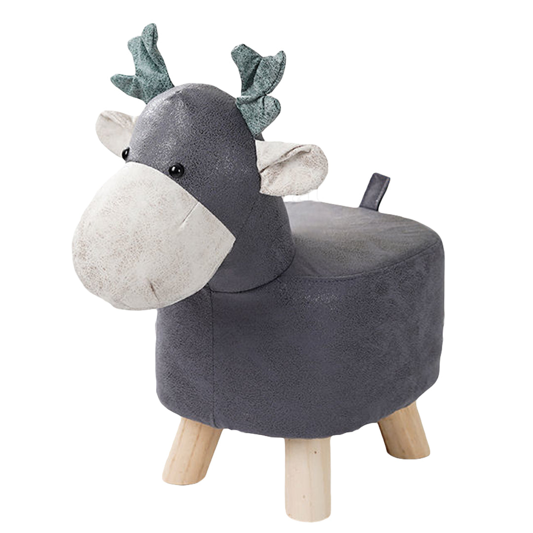 Grey Kids Ottoman Stool Deer Character Bench Seat