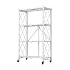 4 Tier Foldable Kitchen Shelves with Wheels White