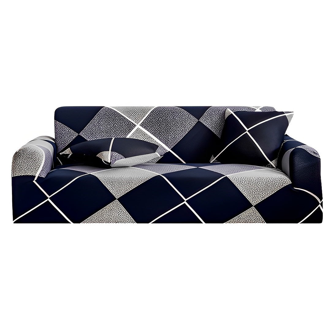 High Stretch 3-Seater Checkered Print Sofa Slipcover