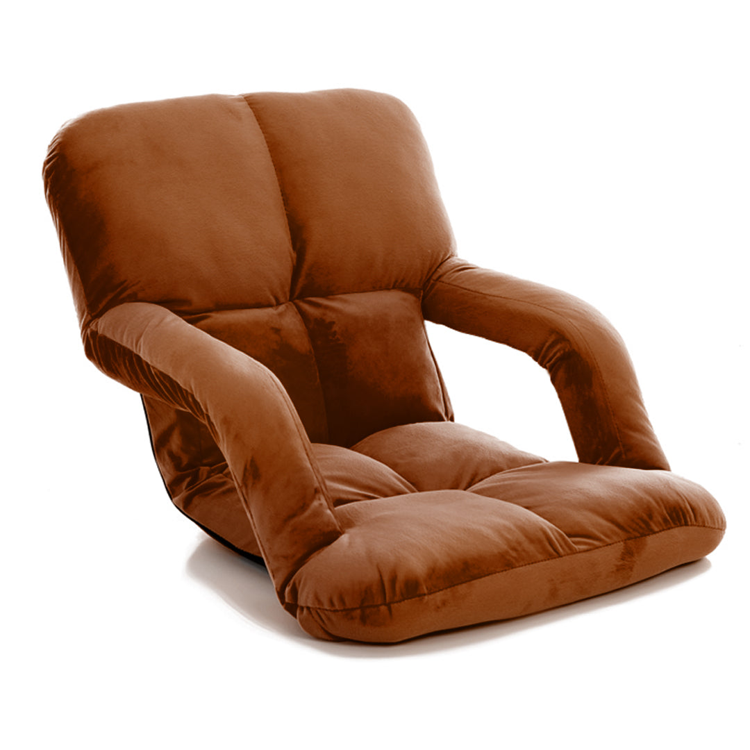 Foldable Floor Recliner Lazy Chair with Armrest Coffee