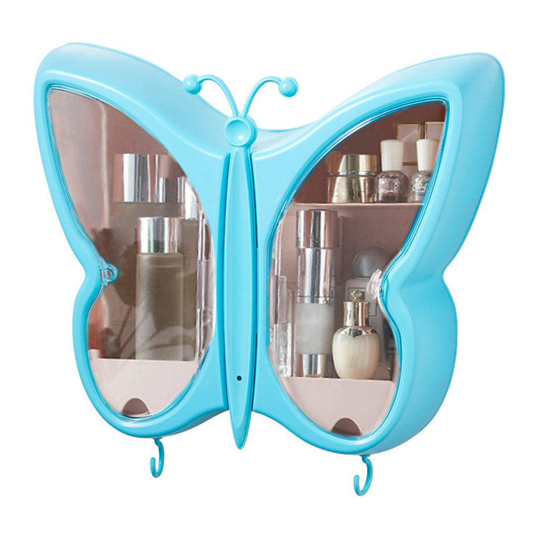Blue Butterfly Shape Wall-Mounted Makeup Organiser