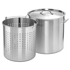 98L 18/10 Stainless Steel Stockpot with Perforated Pasta Strainer