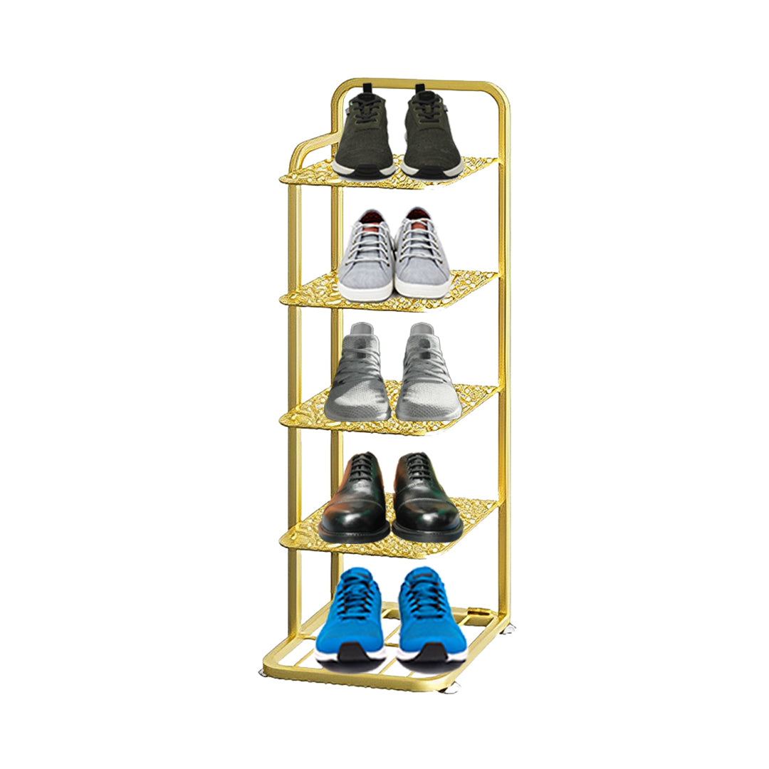 5 Tier Gold Plated Metal Shoe Rack Organiser