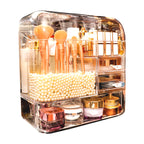 Transparent Cosmetic Storage Box with Pearls