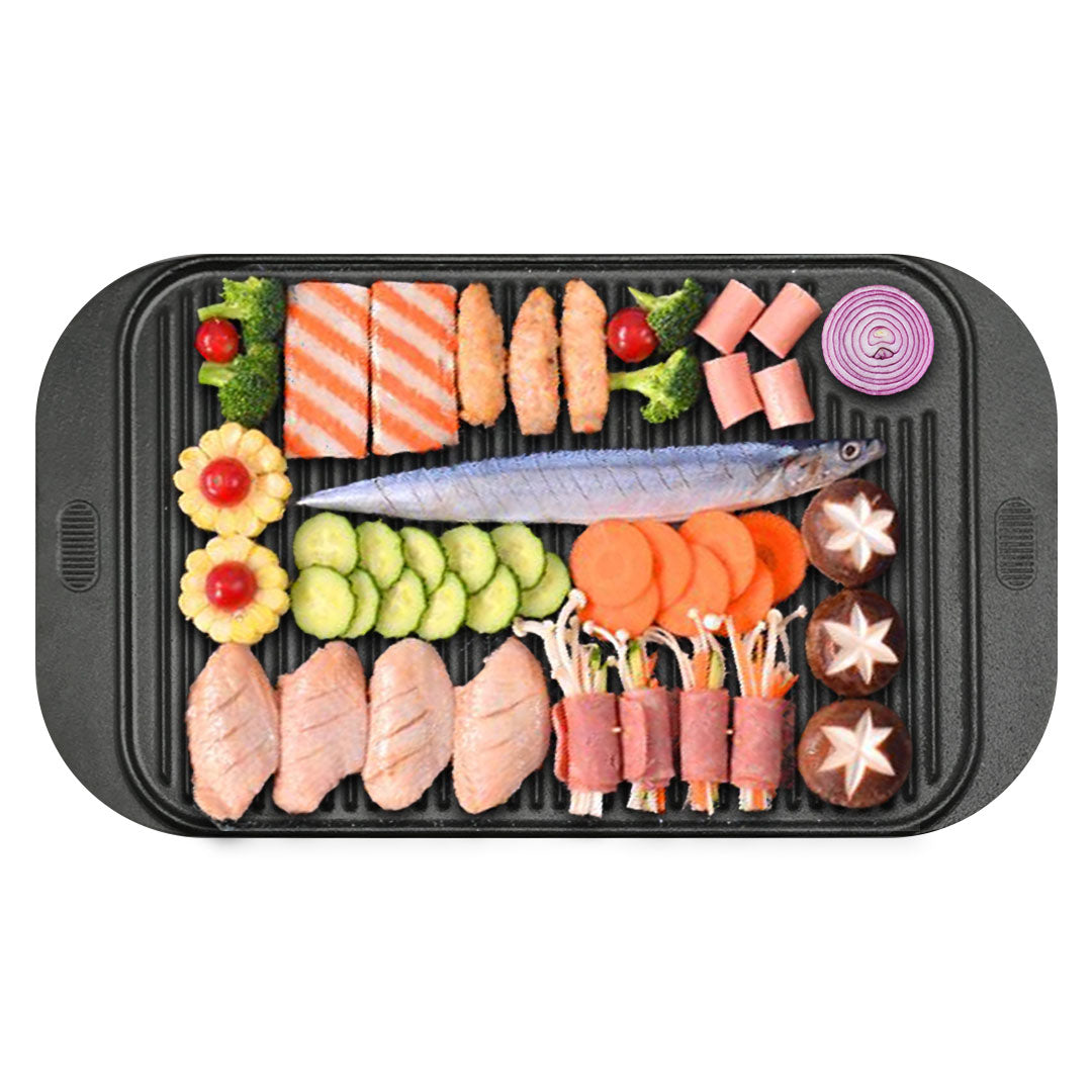 47cm Cast Iron Ridged Griddle Plate