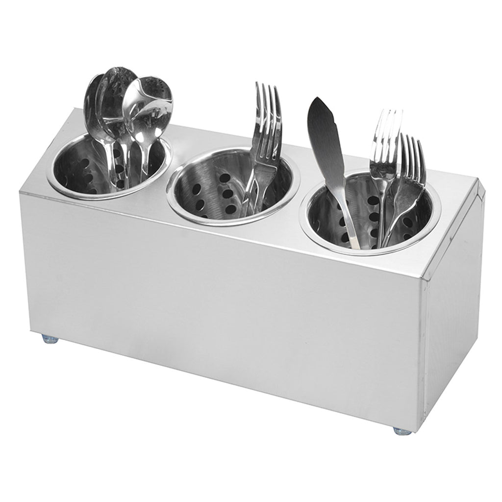18/10 Stainless Steel Commercial Cutlery Holder with 3 Holes