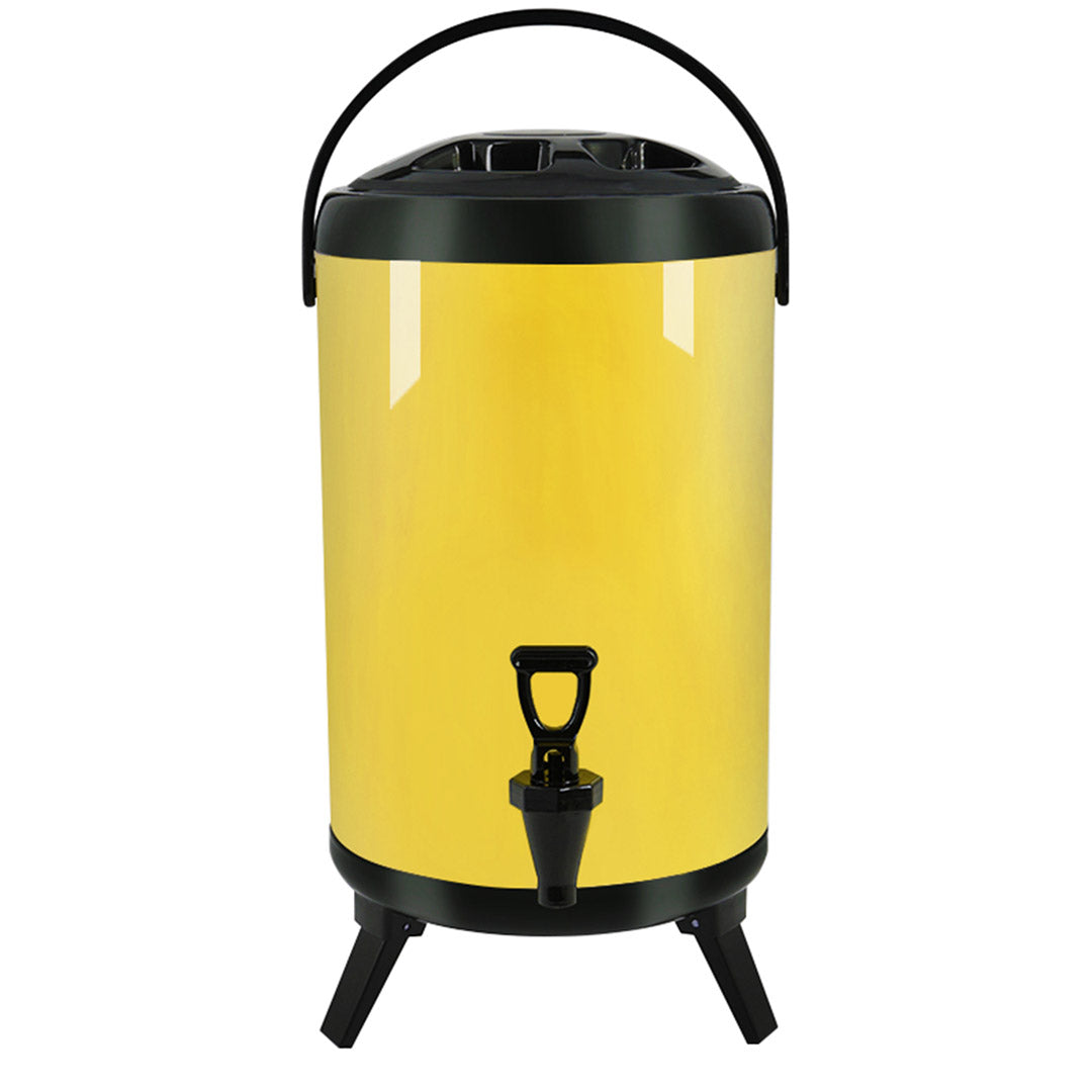 12L Stainless Steel Milk Tea Barrel with Faucet Yellow
